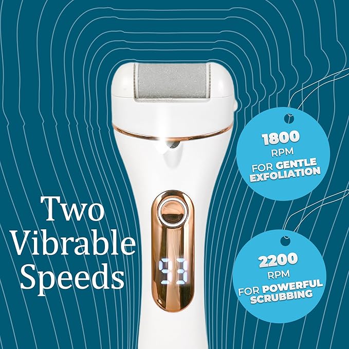 Vericon Callus Remover for Feet | Foot Scrubber for Dead Skin, Pedicure Machine Foot Spa | Interchangeable Head Rollers, Rechargeable for Foot Care