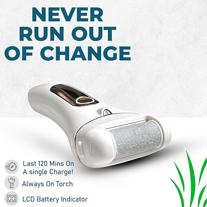 Vericon Callus Remover for Feet | Foot Scrubber for Dead Skin, Pedicure Machine Foot Spa | Interchangeable Head Rollers, Rechargeable for Foot Care