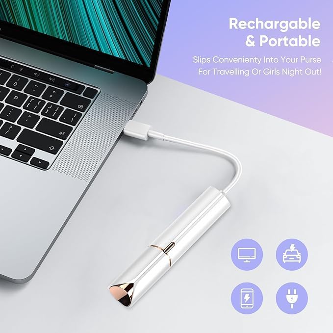 Vericon Facial Hair Remover | Face Mini Hair Remover Machine For Women | Rechargeable, Cordless, Safe & Painless Electric Shaver |  Painless Hair Removal for Upper Lip, Chin, Eyebrows & Cheeks, Compact & Portable