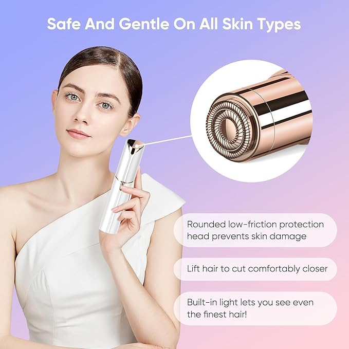 Vericon Facial Hair Remover | Face Mini Hair Remover Machine For Women | Rechargeable, Cordless, Safe & Painless Electric Shaver |  Painless Hair Removal for Upper Lip, Chin, Eyebrows & Cheeks, Compact & Portable
