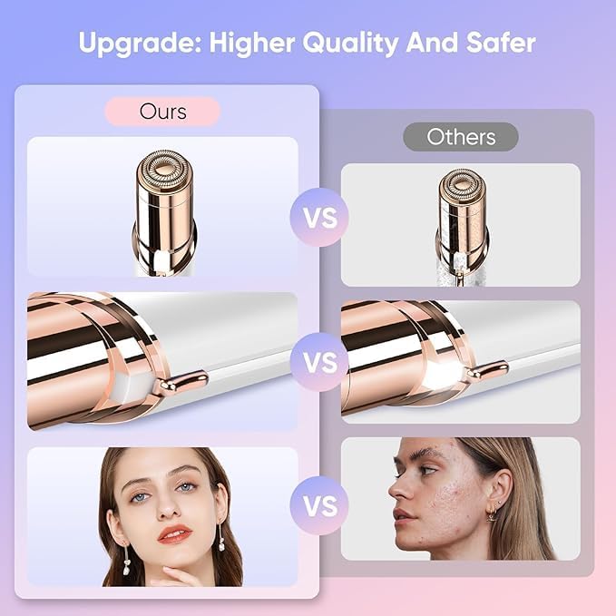 Vericon Facial Hair Remover | Face Mini Hair Remover Machine For Women | Rechargeable, Cordless, Safe & Painless Electric Shaver |  Painless Hair Removal for Upper Lip, Chin, Eyebrows & Cheeks, Compact & Portable