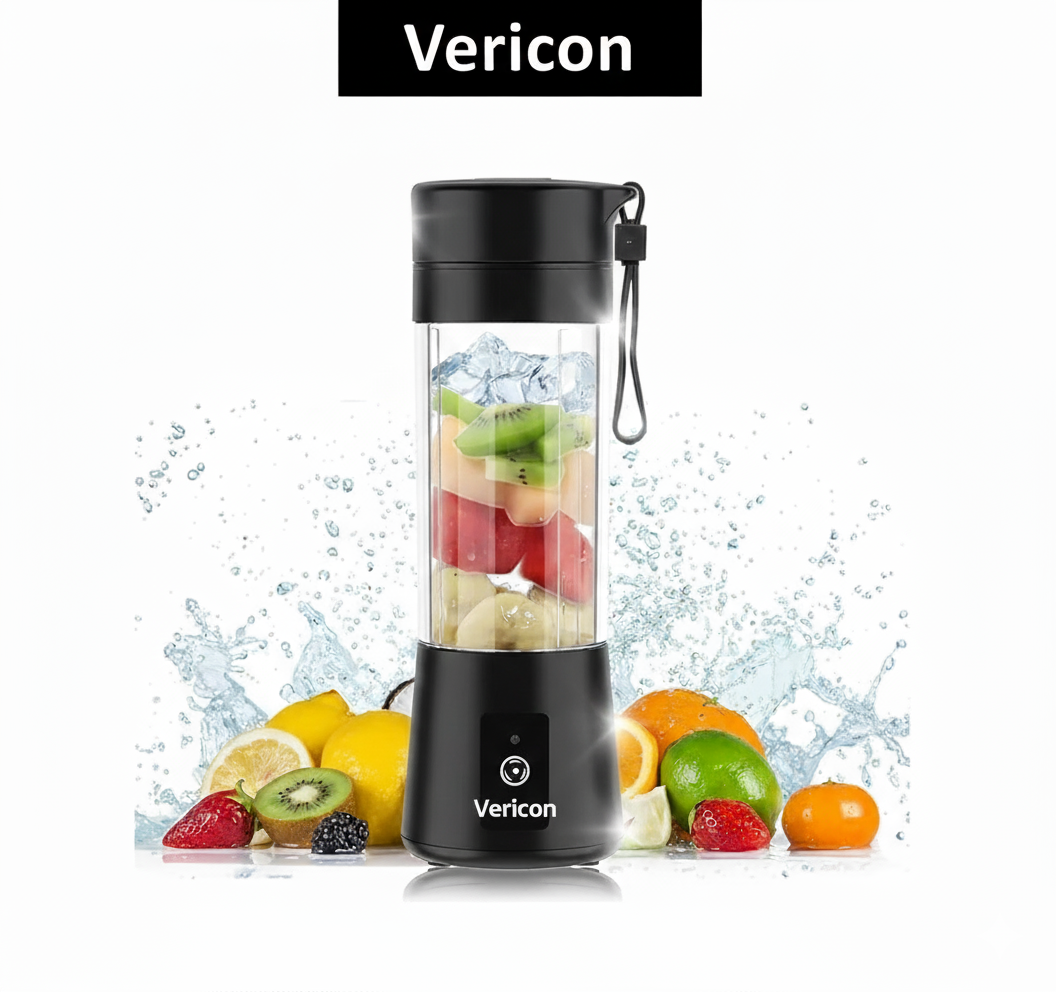 Vericon Portable Blender Electric Juicer | Fruit Mixer USB Rechargeable Smoothie Maker |  Personal Size for Juices, Shakes and Smoothies |  1500 Mah Rechargeable Battery-Smoothie Blender