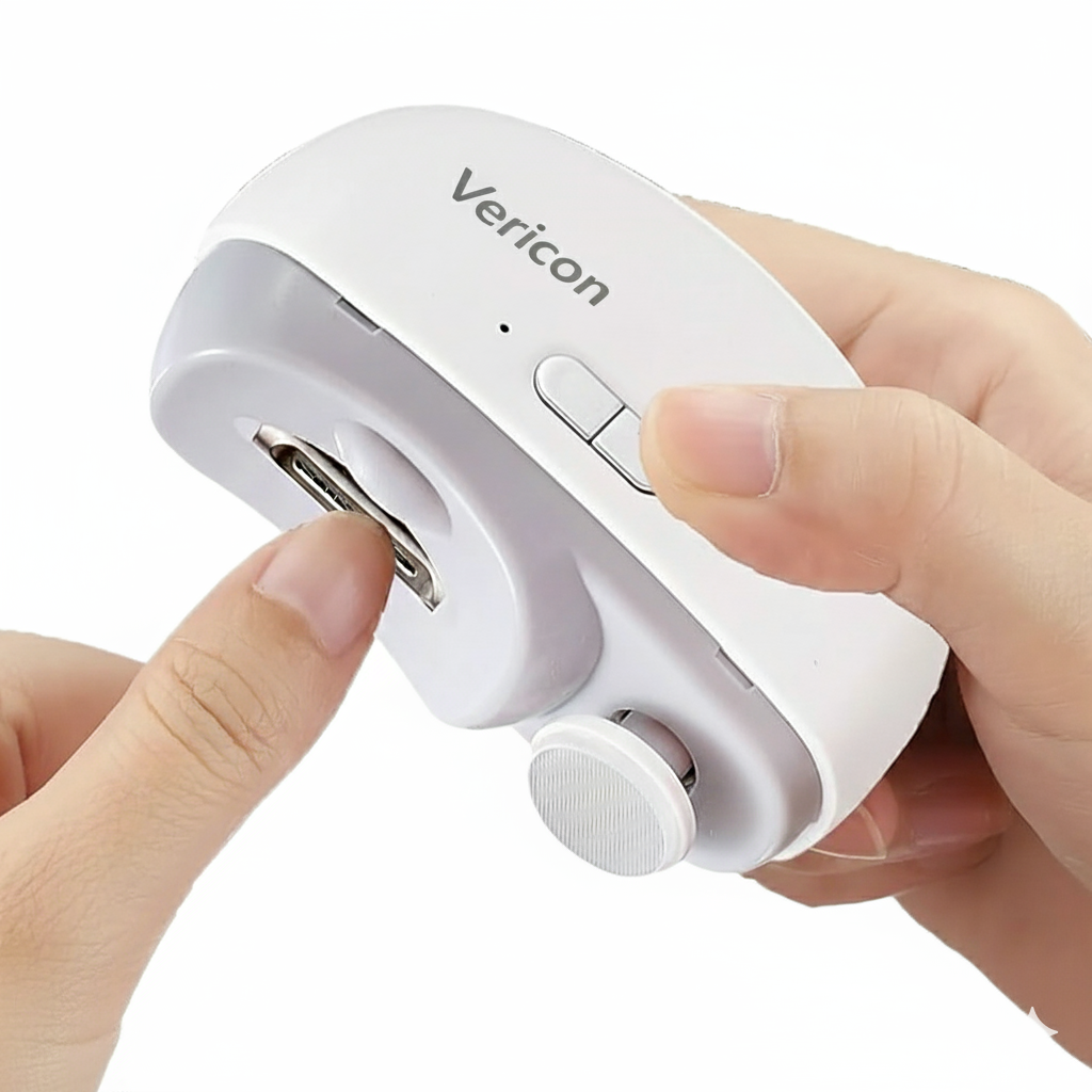 Vericon Electric Nail Cutter, Automatic Nail Trimmer | For Adults and Kids Both | Fingernail Cutter and Manicure 2 in 1 | Rechargeable Safety Nail Scissors for Caregivers