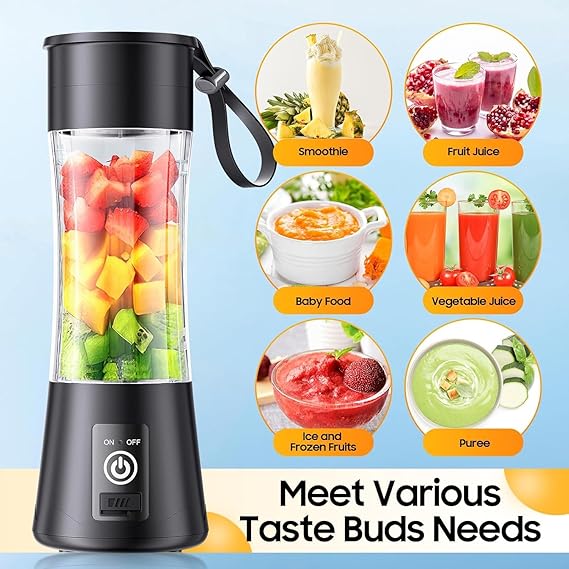 Vericon Portable Blender Electric Juicer | Fruit Mixer USB Rechargeable Smoothie Maker |  Personal Size for Juices, Shakes and Smoothies |  1500 Mah Rechargeable Battery-Smoothie Blender
