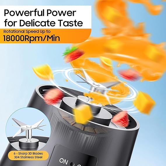 Vericon Portable Blender Electric Juicer | Fruit Mixer USB Rechargeable Smoothie Maker |  Personal Size for Juices, Shakes and Smoothies |  1500 Mah Rechargeable Battery-Smoothie Blender