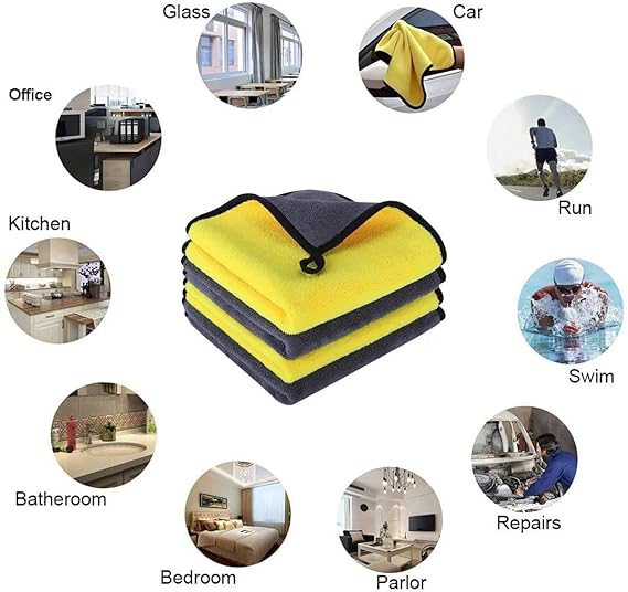 Vericon Microfiber Towel For Cleaning | Dual Sided, Extra Thick Plush Microfiber | Edgeless Design with Plush Pile and Lint Free Cloth for Drying and Detailing.