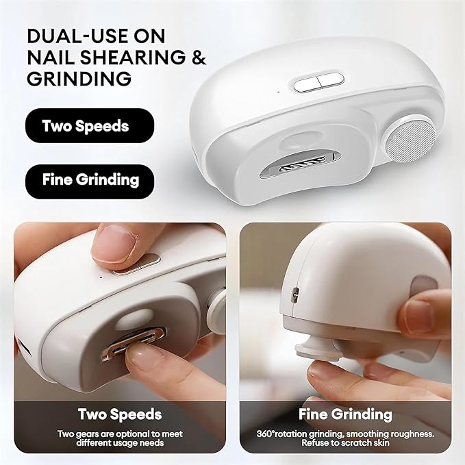 Vericon Electric Nail Cutter, Automatic Nail Trimmer | For Adults and Kids Both | Fingernail Cutter and Manicure 2 in 1 | Rechargeable Safety Nail Scissors for Caregivers