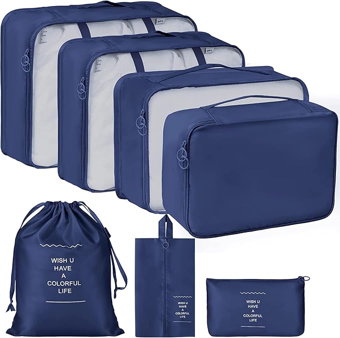 Vericon 7 Set Travel Organizer Bag | Travel Space Saver Laundry Cosmetics Luggage Makeup Bag Organizers Set | Travel Accesories |