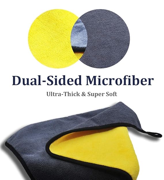 Vericon Microfiber Towel For Cleaning | Dual Sided, Extra Thick Plush Microfiber | Edgeless Design with Plush Pile and Lint Free Cloth for Drying and Detailing.