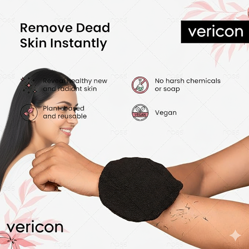 Vericon Body Exfoliating Glove | for Deep Cleansing, Dead Skin Removal, and Smoother Skin | Body Scrubber | Spa-Like Experience, Suitable for All Skin Types